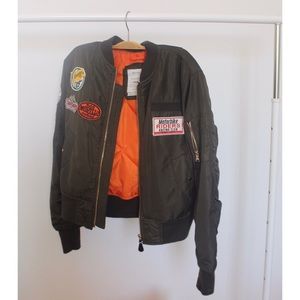 Women’s Bershka green bomber jacket